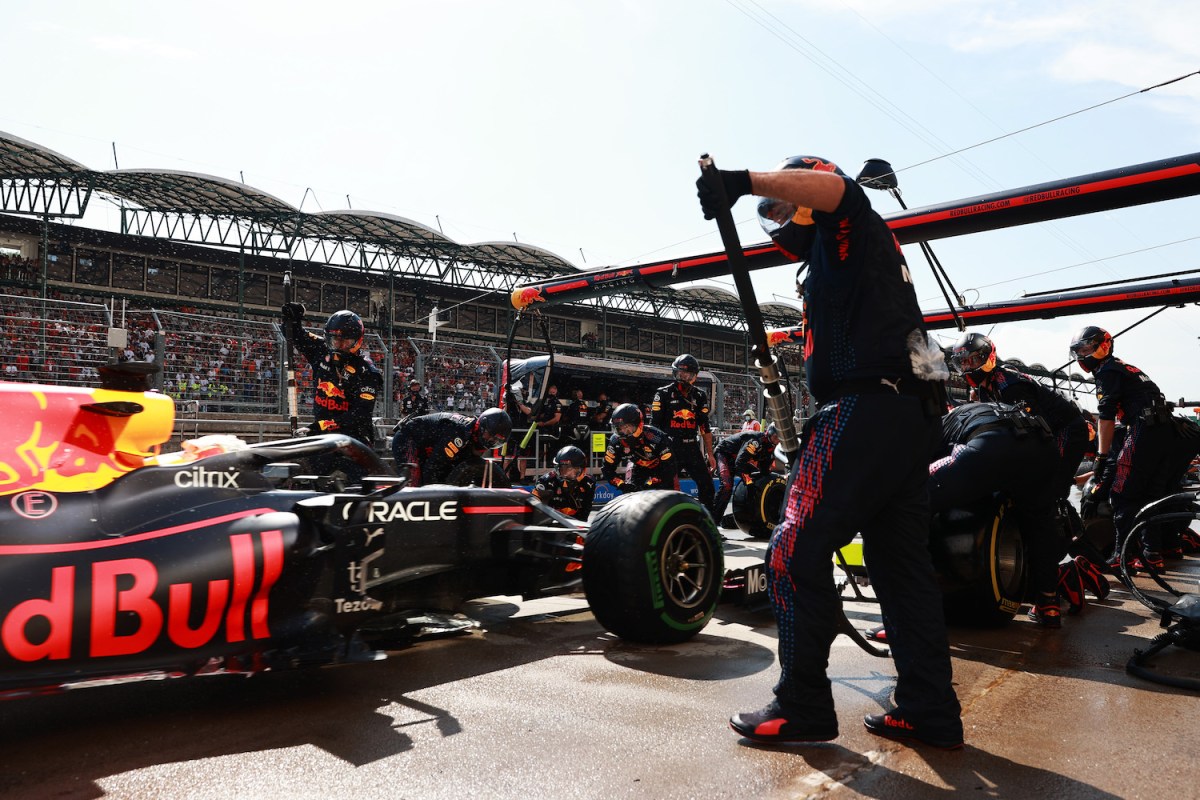 Verstappen in the pits at Hungarian Grand Prix