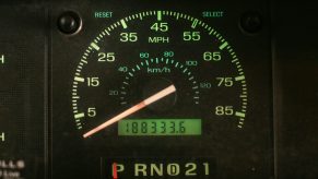 Mileage displayed on a vehicle's odometer