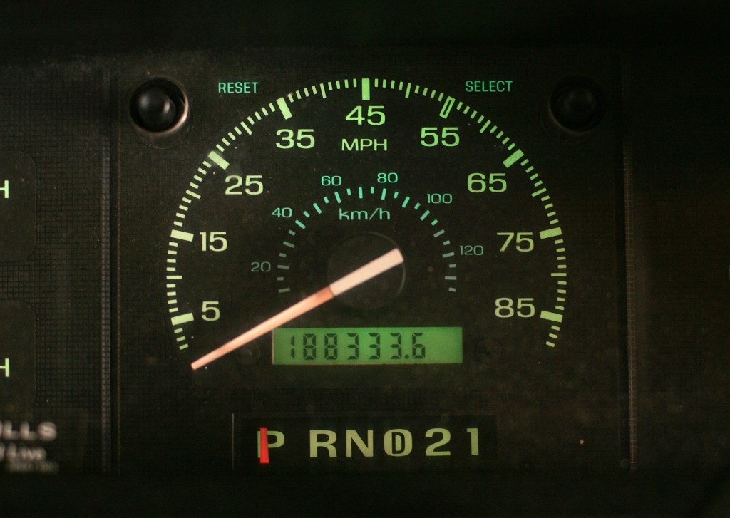 Mileage displayed on a vehicle's odometer