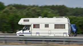 An RV traveling down the highway