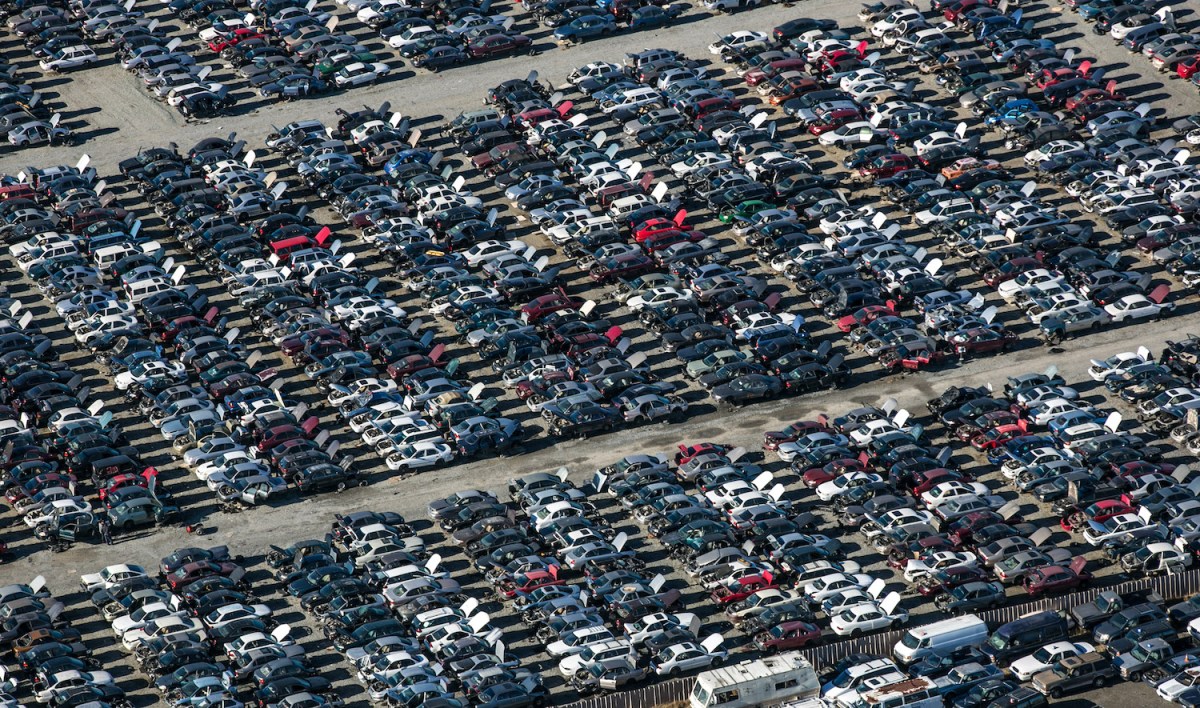 overhead view of a salvage yard in windsor, ca