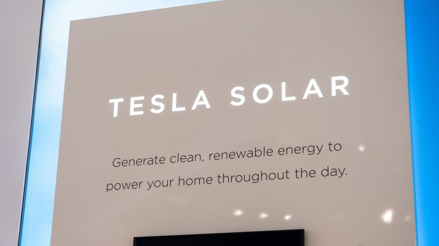 A sign for Tesla solar.