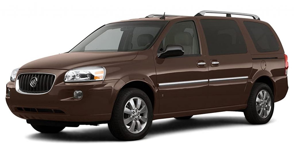 A brown 2007 buick terraza minivan