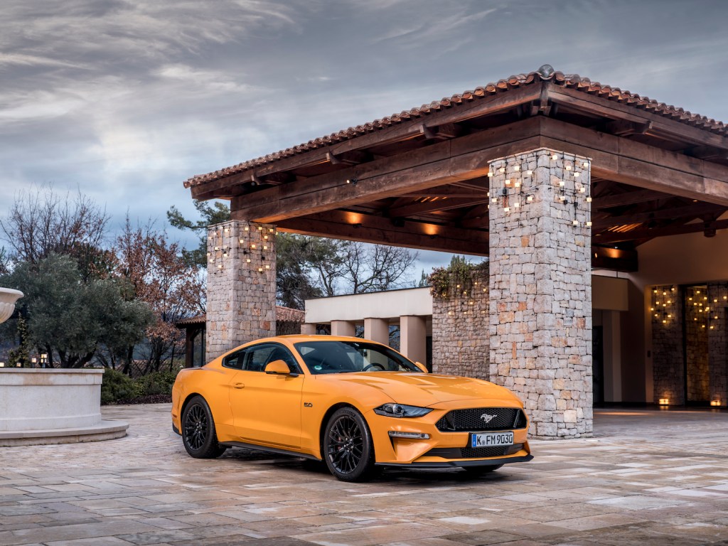 2018 Ford mustang in orange