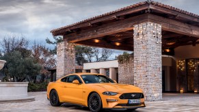2018 Ford mustang in orange