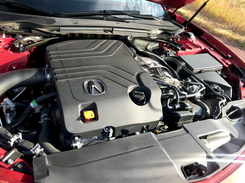 An engine bay shot of the 2021 Acura TLX Type S