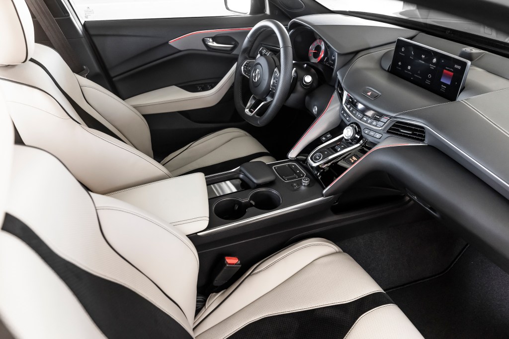 The black and white interior layout on a 2021 Acura TLX Type S
