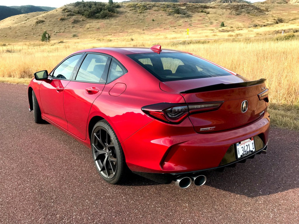 A rear three-quarter shot of the 2021 Acura TLX Type S for our review