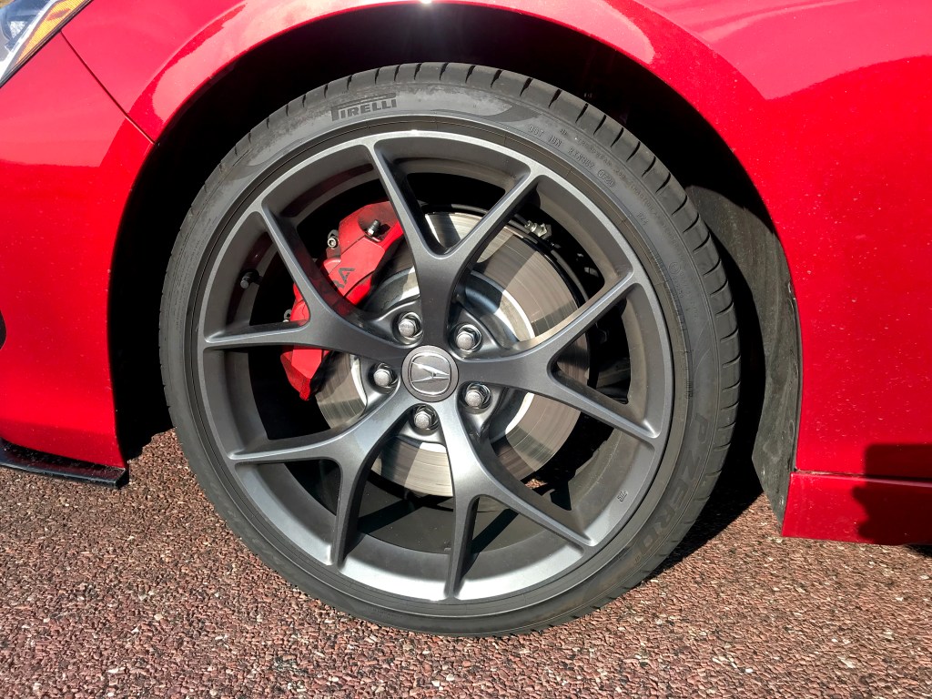 A close-up shot of the 20-inch wheel on the 2021 Acura TLX Type S 