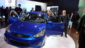 A 2012 Hyundai Accent on display at the 2011 New York International Auto Show
