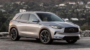 A silver 2021 Infiniti QX50 parked outside during the day