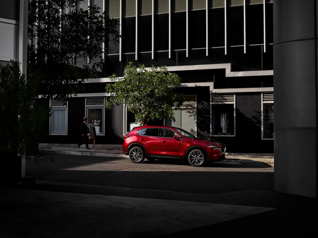 A 2021 Mazda CX-5 parked on a city street