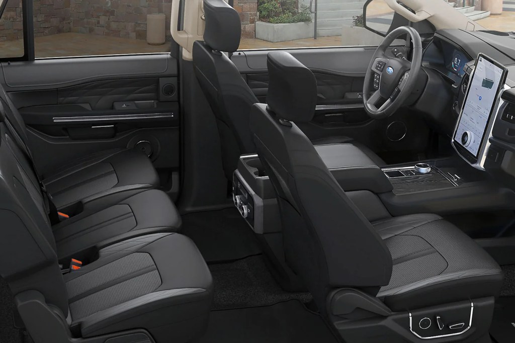 Black interior seating of a 2022 Ford Expedition