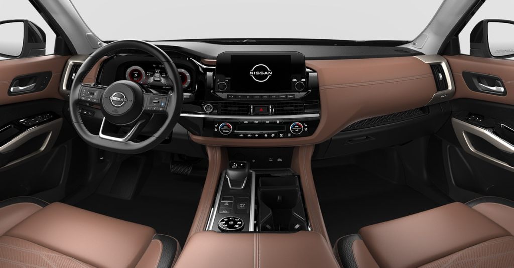 chestnut interior on a 2022 Nissan Pathfinder Platinum