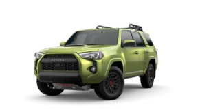 A lime green 2022 Toyota 4Runner TRD Pro against a white background.