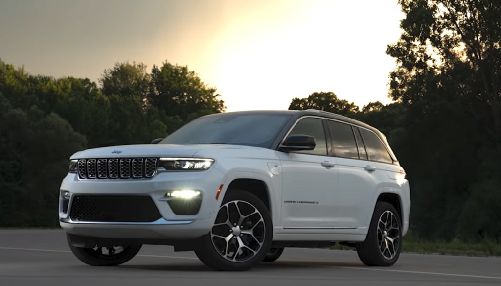 The 2022 Jeep Grand Cherokee 4xe parked at dusk