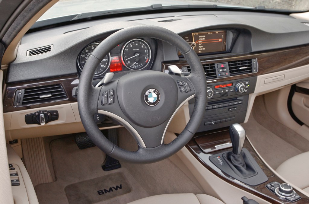 The interior of an E92 3 Series with tan leather