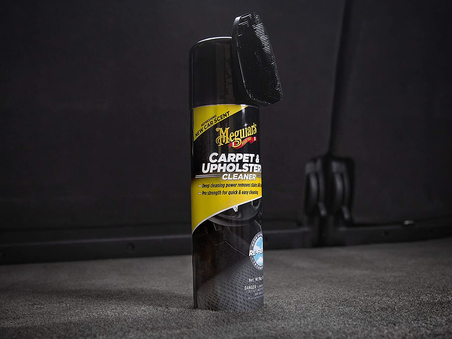 A bottle of Meguiar's Carpet and Upholstery Cleaner
