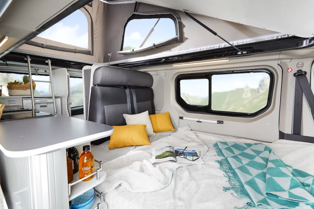 Here is a pic pf the bed unfolded in this affordable RV
