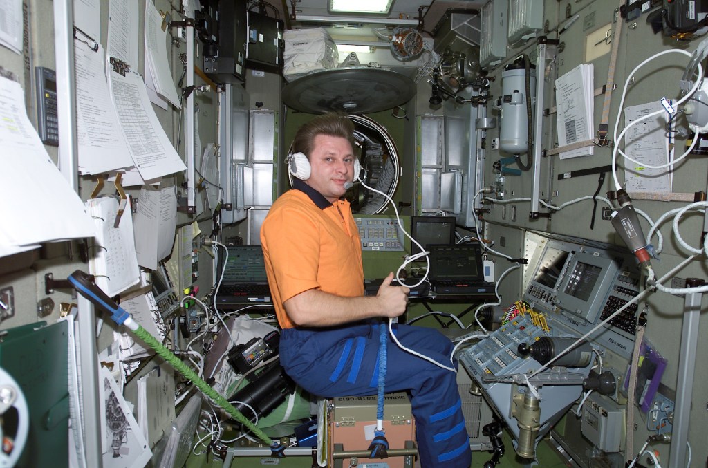 Astronaut Working Inside ISS