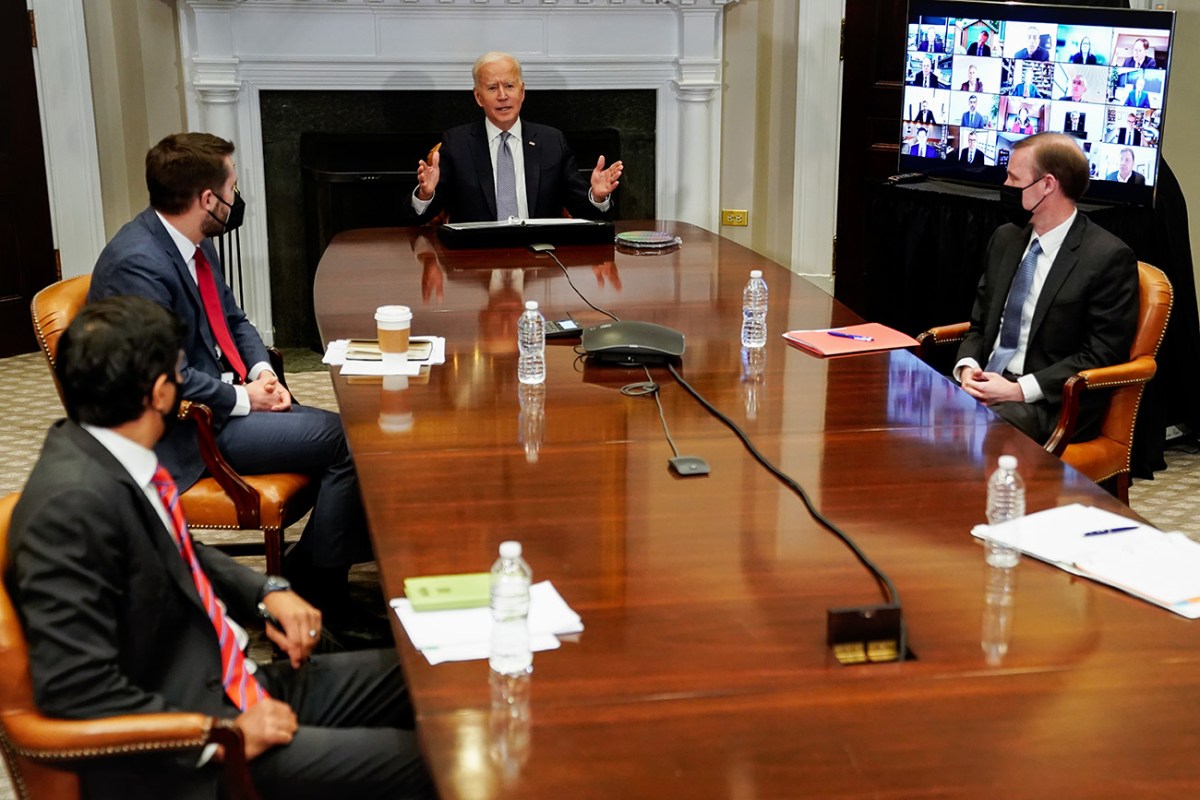 President Joe Biden discussing the global chip shortage