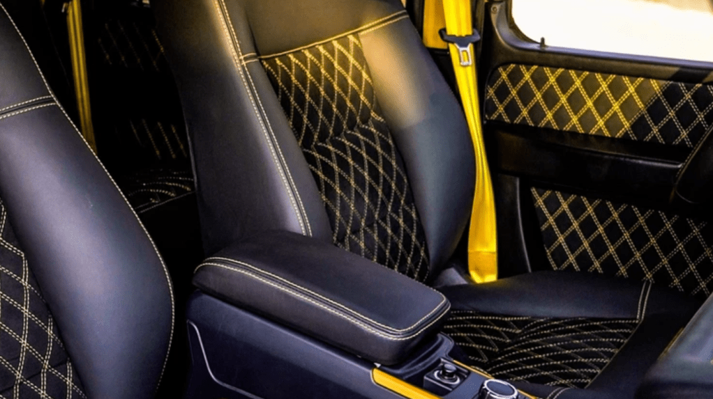 Black and yellow front seats in Mercedes-Benz G-Class G-Boss