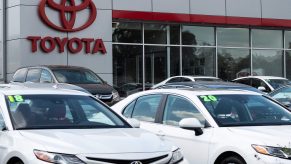 Brand New Toyotas Parked at Dealership