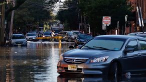 Cars on Flooded City Street