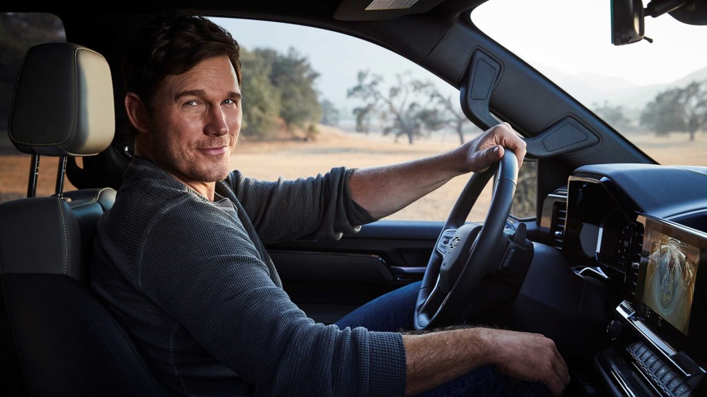 Chris Pratt driving a 2022 Chevy Silverado ZR2