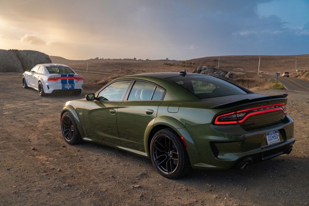 2021 Dodge Charger Scat Pack Widebody (left) and 2021 Dodge Char