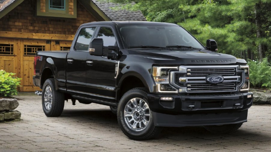 The 2021 Ford F-250 parked in a drive way