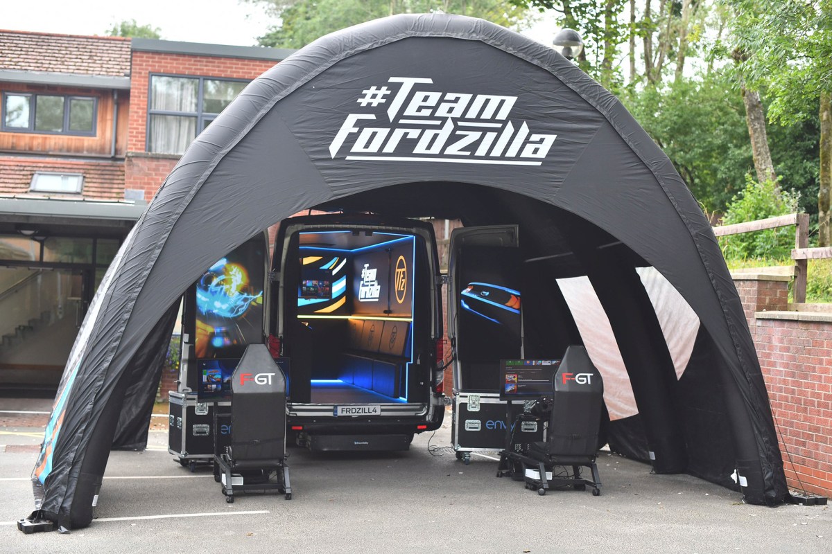 General views of Ford's specially-adapted Gaming Transit van outside Derrian House Children's Hospice in Manchester. Issue date: Friday September 3, 2021. PA Photo. Ford and its esports team, Team Fordzilla, is partnering with SEGA for a tour of the UK, visiting Manchester, Essex and London this September to bring entertainment to special educational needs schools and children's hospices.
