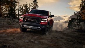 Front view of red 2022 Ram 1500 Rebel