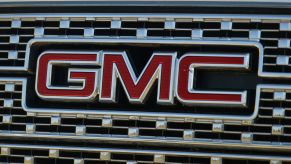 GMC logo on the front of a grille.