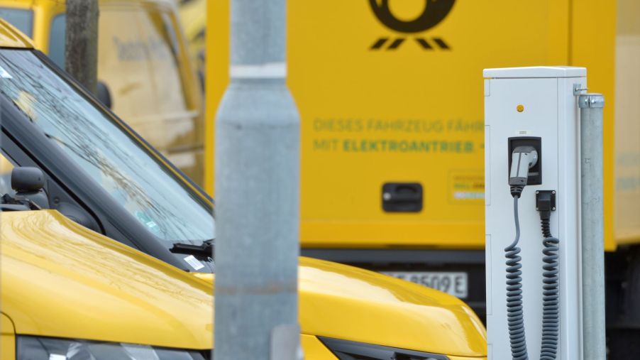 German company Deutsche Post's StreetScooter electric transporter charging stations