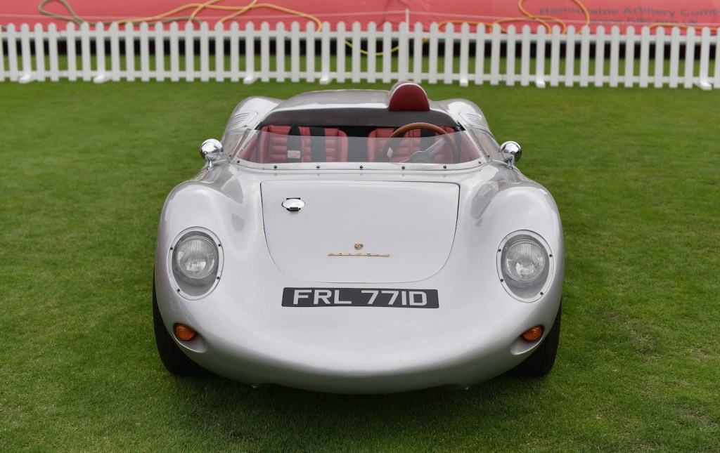 LONDON, ENGLAND - JUNE 07: A 1966 Porsche 718 RSK recreation on display at London Concours 2018 at Honourable Artillery Company on June 7, 2018 in London, England. (Photo by John Keeble/Getty Images) On Comedians in Cars Get Coffee Jerry Seinfeld says Kevin Hart And This Classic 1959 Porsche 718 RSK Have Three Things In Common.