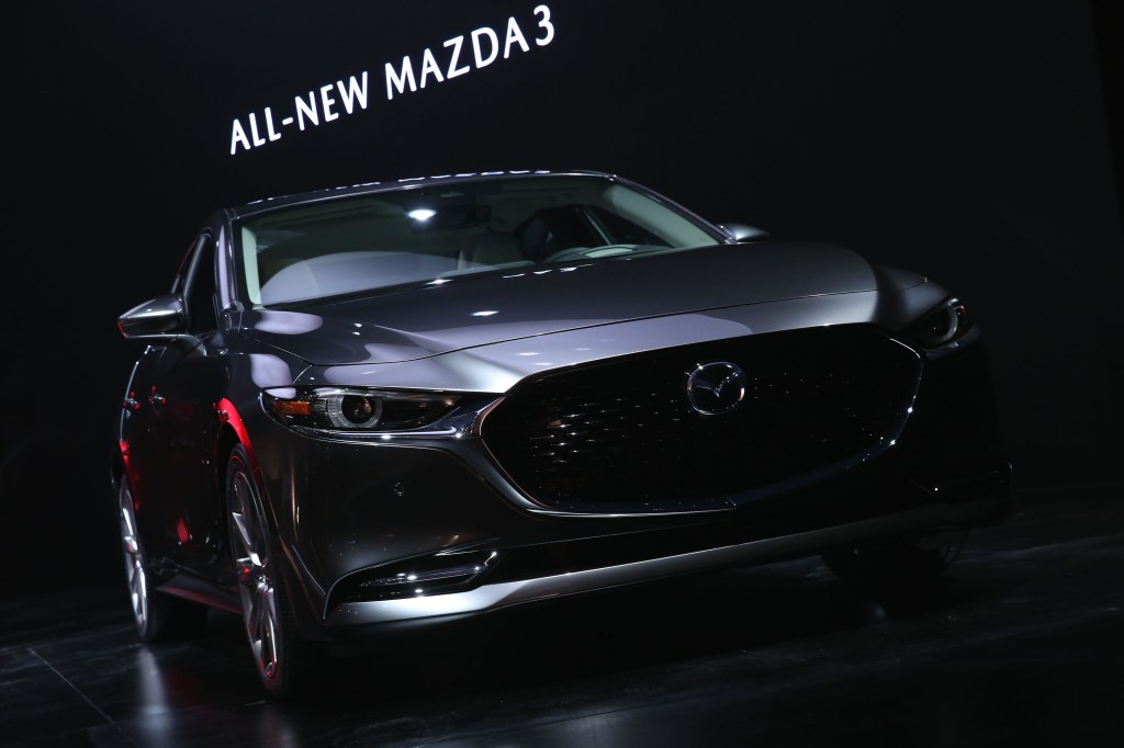 The new Mazda 3, which also comes in hatchback flavor, at launch