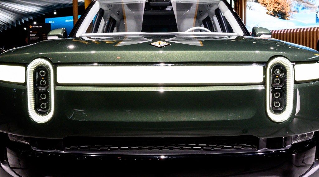 The Rivian R1S in Forest Green seen at the NY international auto show