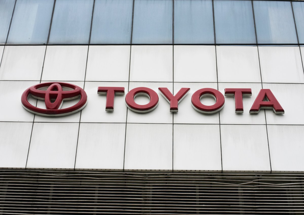 toyota logo on the side of a building