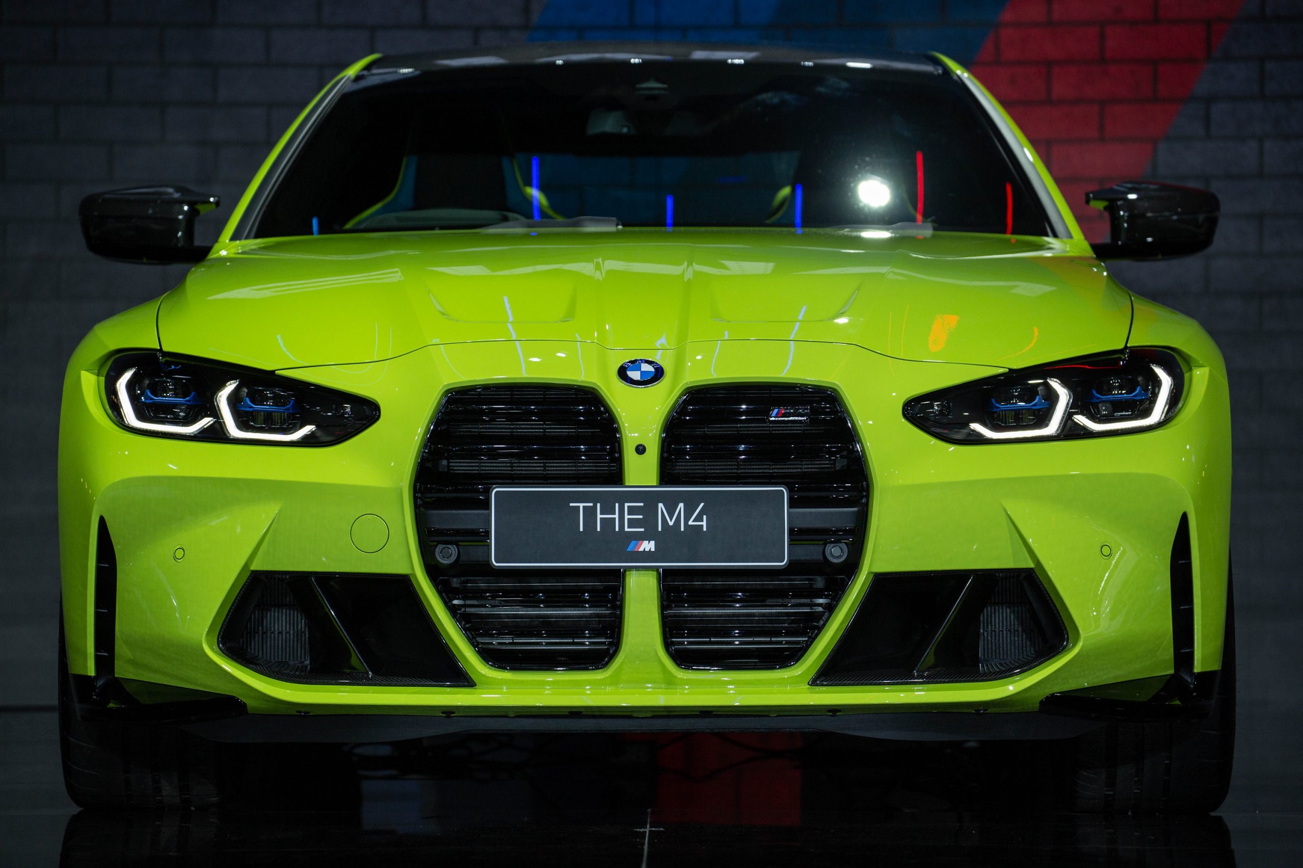 A full-frontal shot of the BMW kidney grille on the new M4