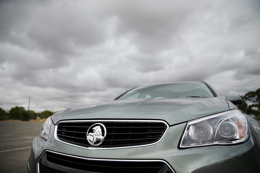 This pale green Holden Commodore was the perfect candidate for GM's BMW M3 fighter, seen here on a rainy day in Australia 