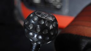 The shift knob of a manual transmission Volkswagen GTI