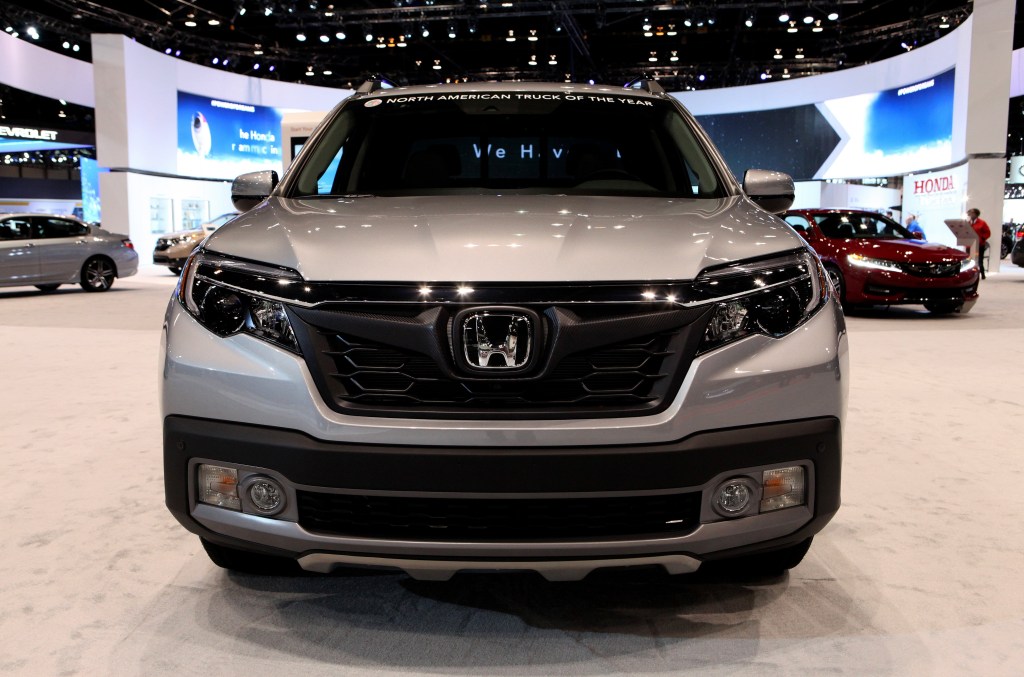 Silver Honda Ridgeline is on display at the 109th Annual Chicago Auto Show at McCormick Place in Chicago, Illinois.