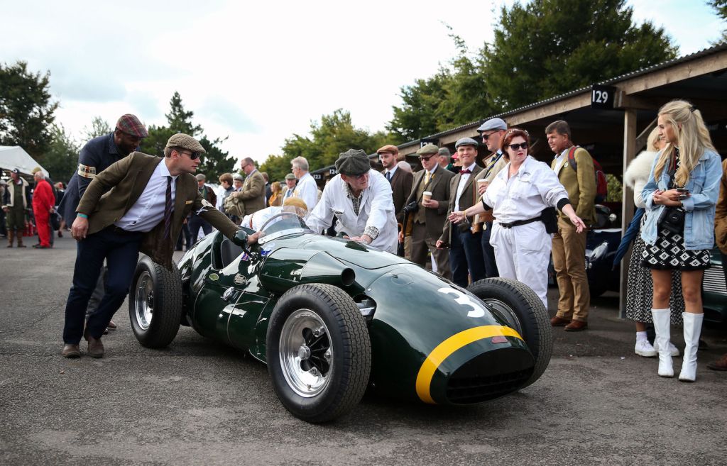 A Connaught A-type is wheeled out of the paddock prior to the Richmond Trophy race during the Goodwood Revival at the Goodwood Motor Circuit, in Chichester. (Photo by Andrew Matthews/PA Images via Getty Images) find out the Goodwood Revival schedule and whether you have to dress up for the Goodwood Revival.