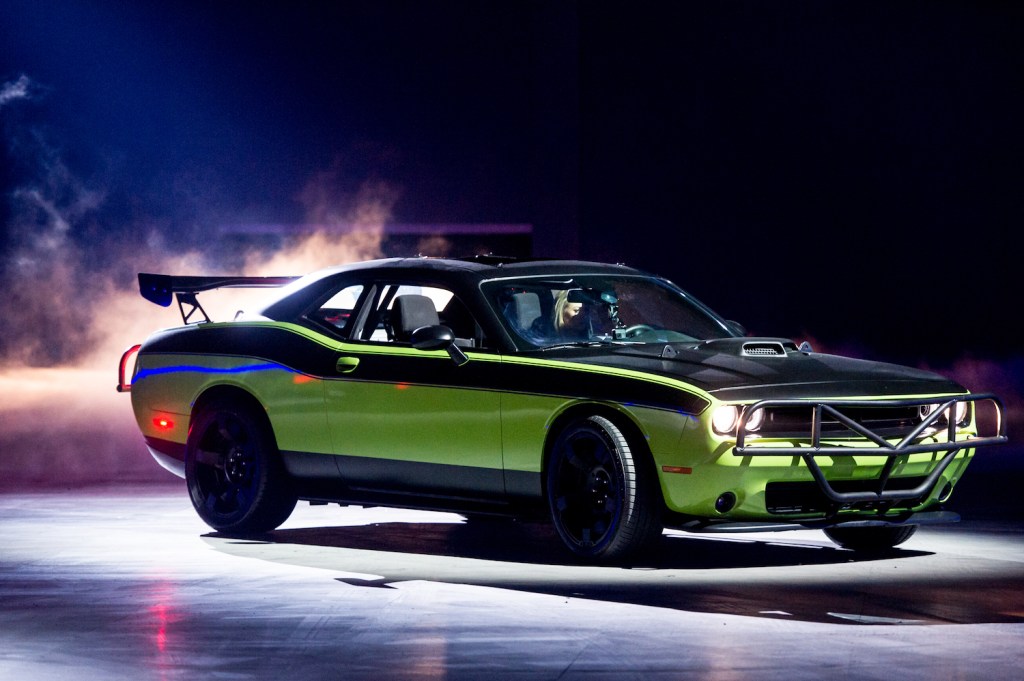 Letty's Off-road Dodge Challenger SRT from Fast & Furious 7. This model was use in the Fast & Furious parachute out of a plane sequence and the realistic bus escape stunt. | Ollie Millington/Getty Images