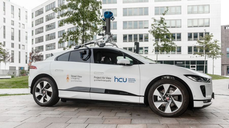 A Google eco-friendly EV debuting in Hafencity of Hamburg, Germany