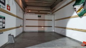 Inside of a box truck.