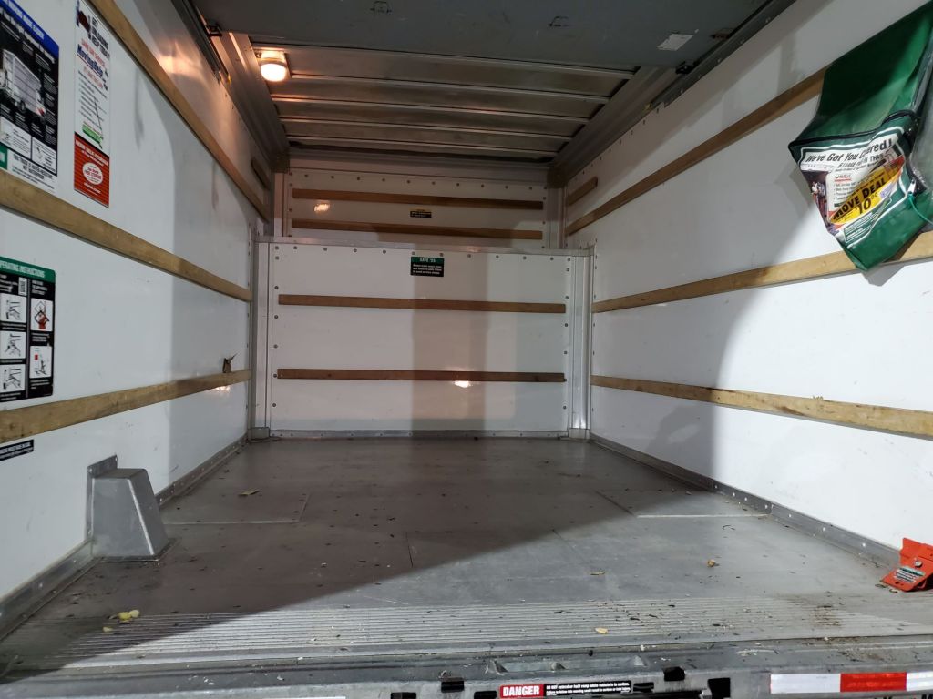 Inside of a box truck.