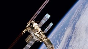 International Space Station Flying Over Earth