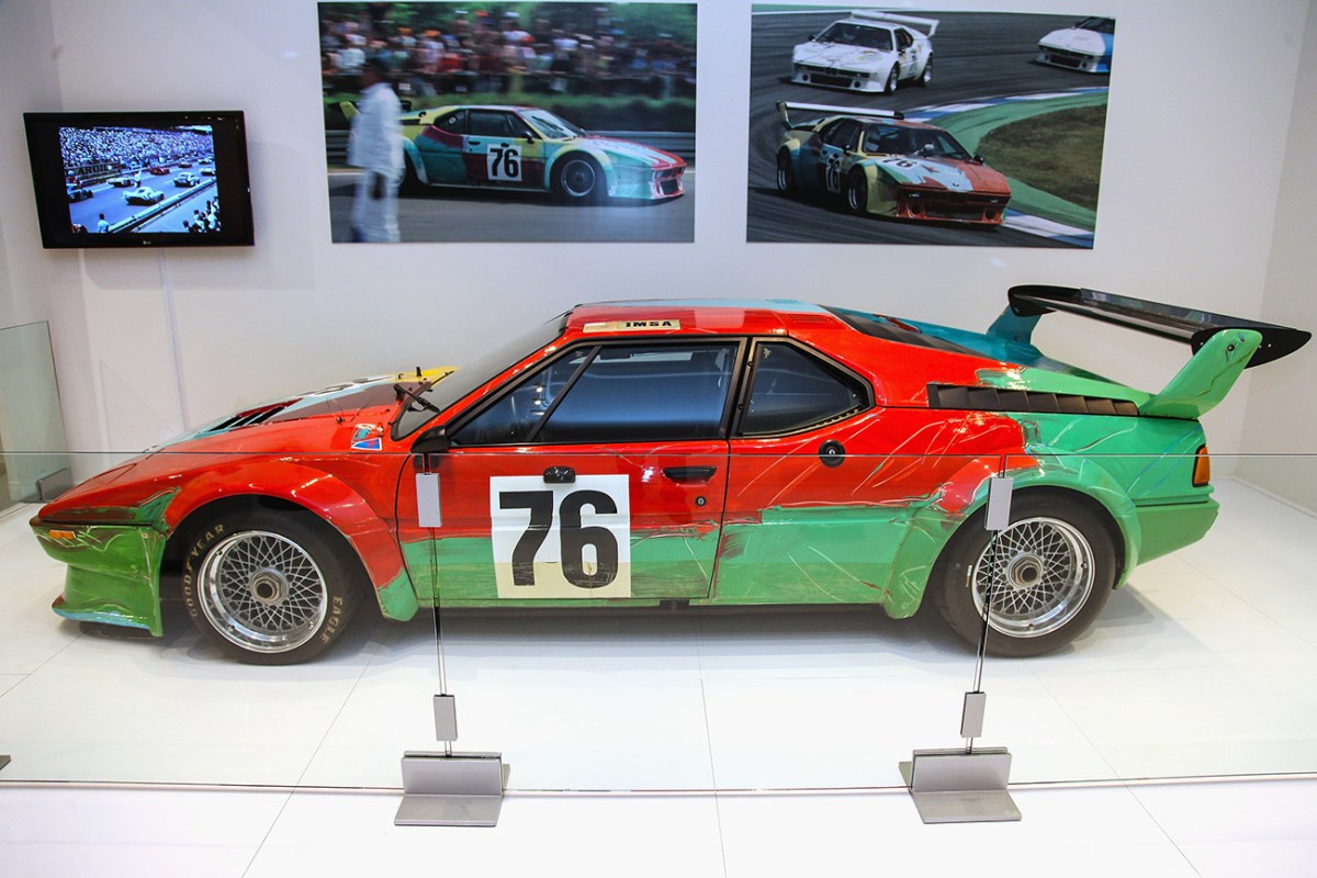 M1 BMW Art Car by Andy Warhol seen here on display at Art Basel Miami Beach, Fl
